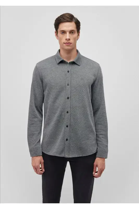 Gray Knitted Shirt Fitted / Slim Fit 02112 - 3