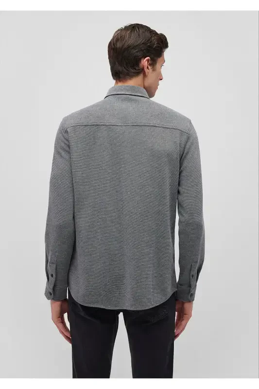 Gray Knitted Shirt Fitted / Slim Fit 02112 - 4