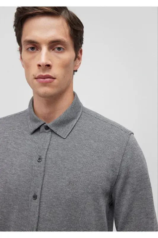 Gray Knitted Shirt Fitted / Slim Fit 02112 - 5