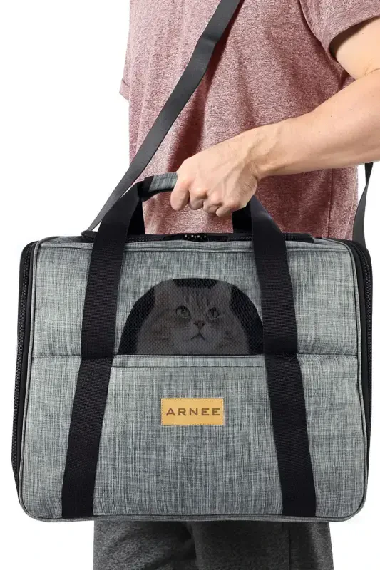 Gray Large Size Cat Dog Carrying Bag - 4