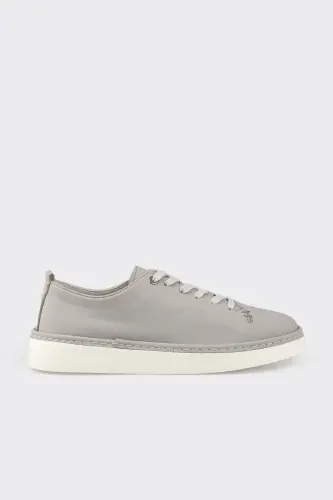 Gray Leather Men's Casual Shoes 