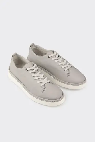 Gray Leather Men's Casual Shoes - ELLE SHOES (1)