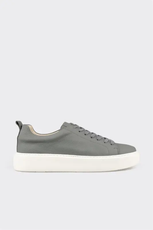 Gray Leather Men's Sneaker - ELLE SHOES