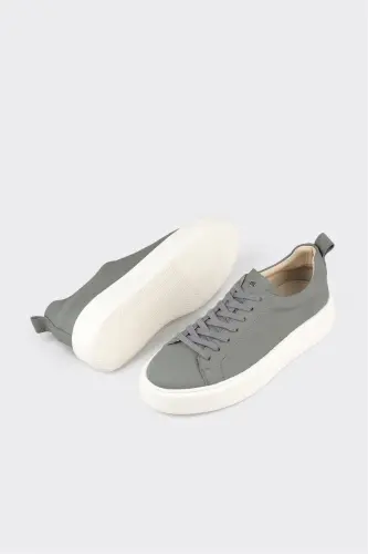 Gray Leather Men's Sneaker - 3