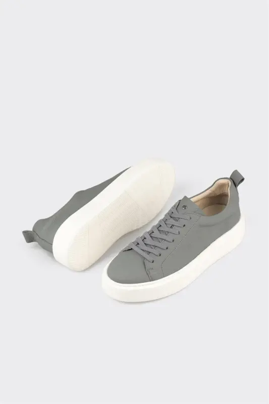 Gray Leather Men's Sneaker - 3