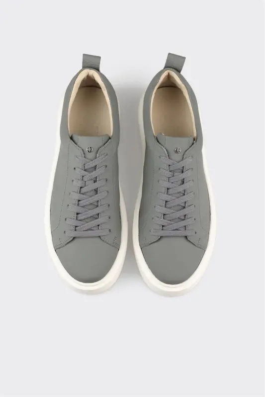 Gray Leather Men's Sneaker - 4