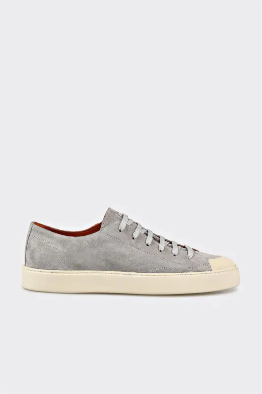 Gray Leather Men's Sneaker - 1