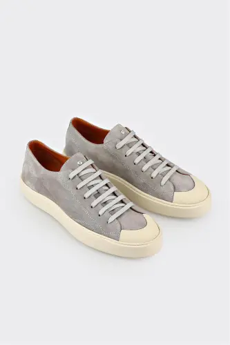 Gray Leather Men's Sneaker - ELLE SHOES (1)