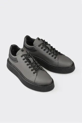Gray Leather Men's Sneakers - ELLE (1)