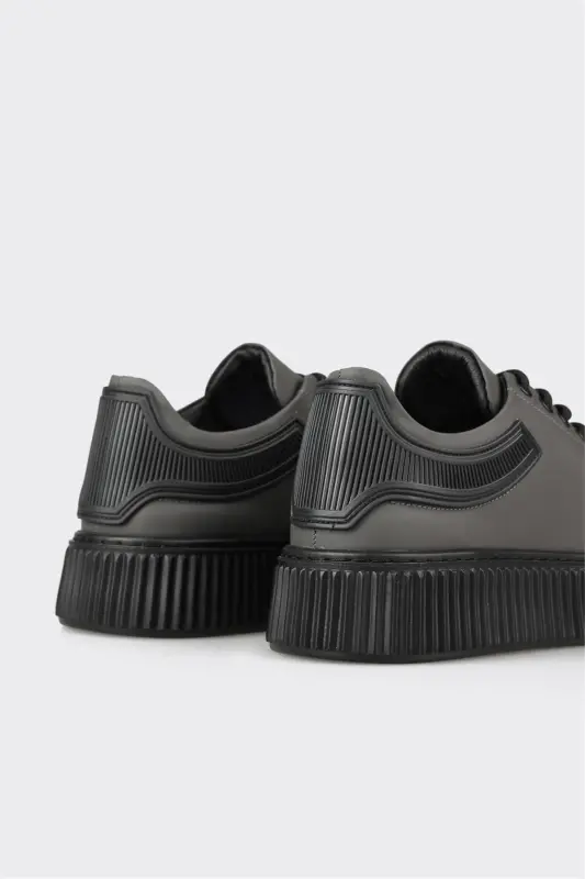 Gray Leather Men's Sneakers - 5