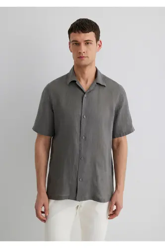 Gray Linen Shirt Regular Fit / Normal Fit 021147 - 4