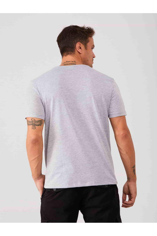 Gray Melange Men's Slim Fit Plain Crew Neck T-Shirt - 70953 - 10