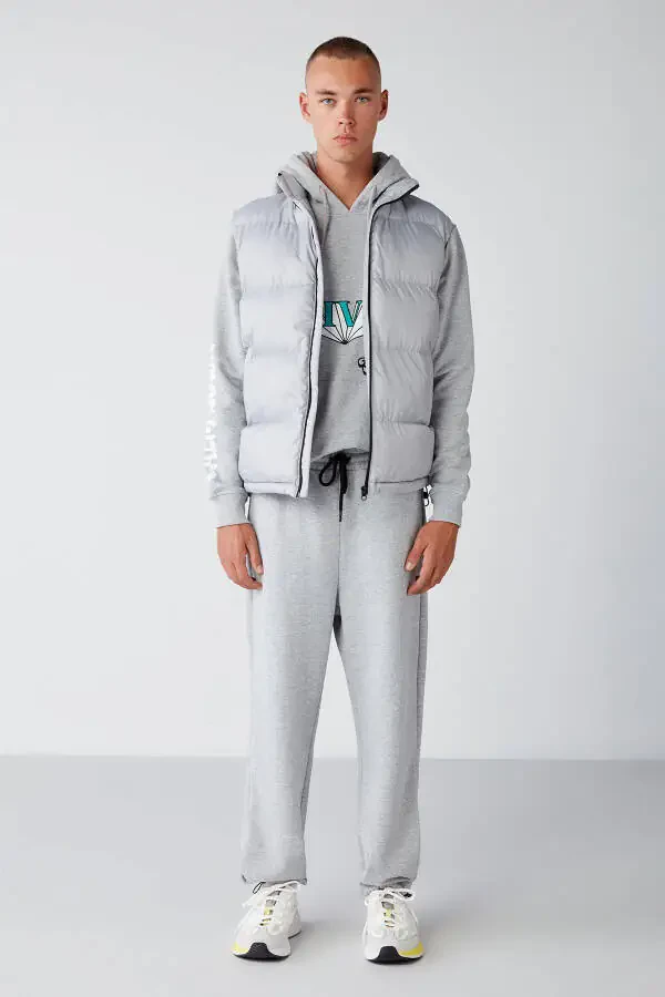 Gray Melange Men's Sweatpants - 2