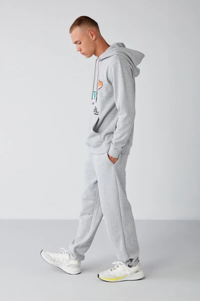 Gray Melange Men's Sweatpants - 4