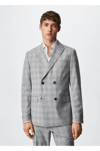 Gray Men's Blazer Jacket 37050026-Gray/Color - MANGO MAN (1)