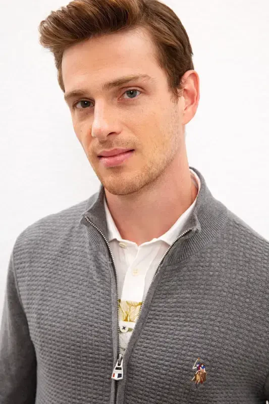 Gray Men's Cardigan-VR086 - 2