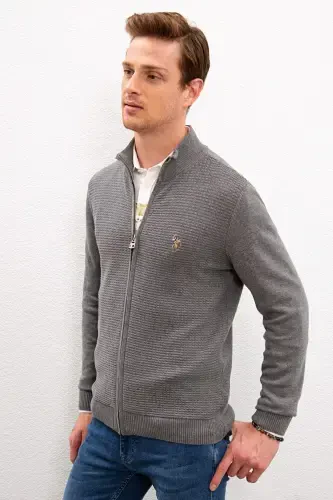 Gray Men's Cardigan-VR086 - 3