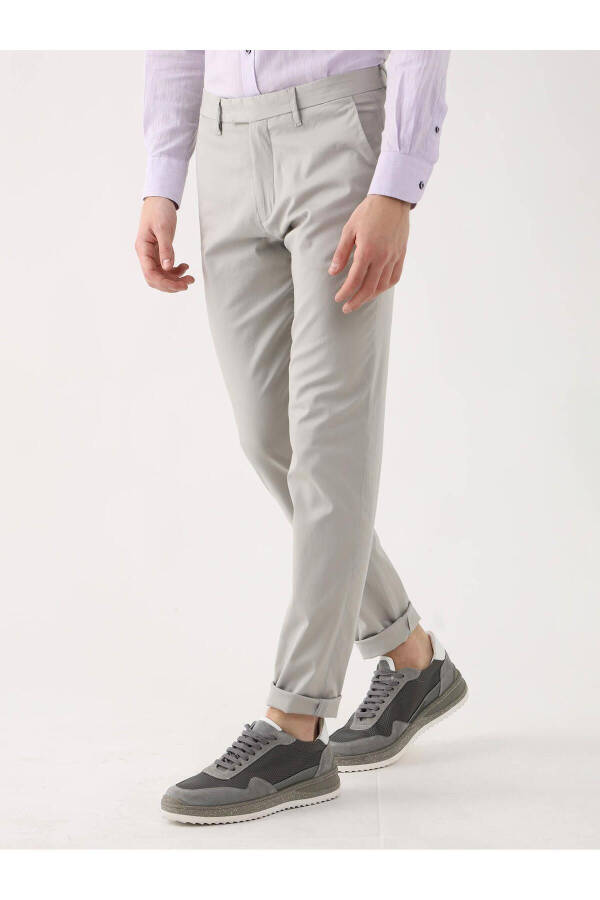 Gray Men's Plain Casual Trousers - 95289 - 12