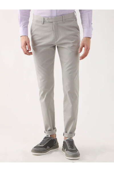 Gray Men's Plain Casual Trousers - 95289 - 15