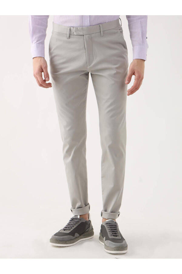 Gray Men's Plain Casual Trousers - 95289 - 15