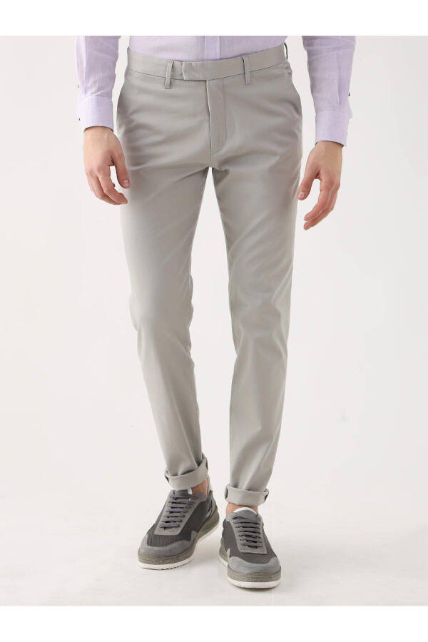 Gray Men's Plain Casual Trousers - 95289 - 1