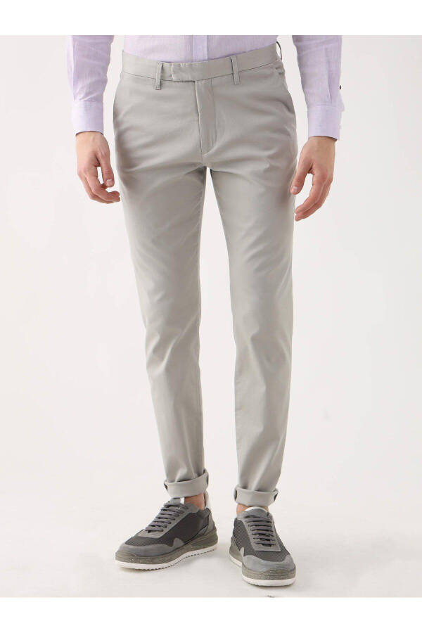 Gray Men's Plain Casual Trousers - 95289 - 4