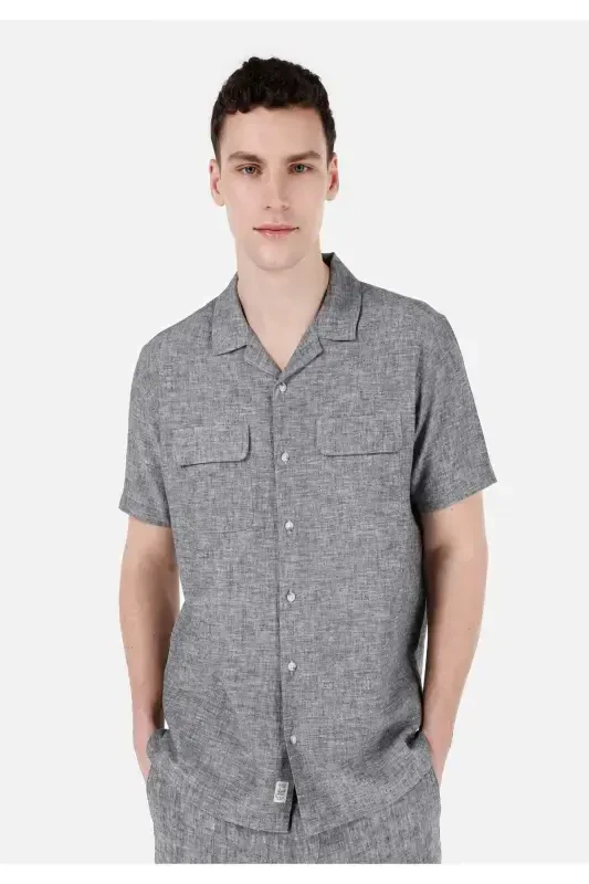 Gray Men's Shirt Short Sleeve - 1