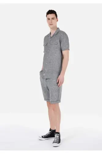 Gray Men's Shirt Short Sleeve - 3