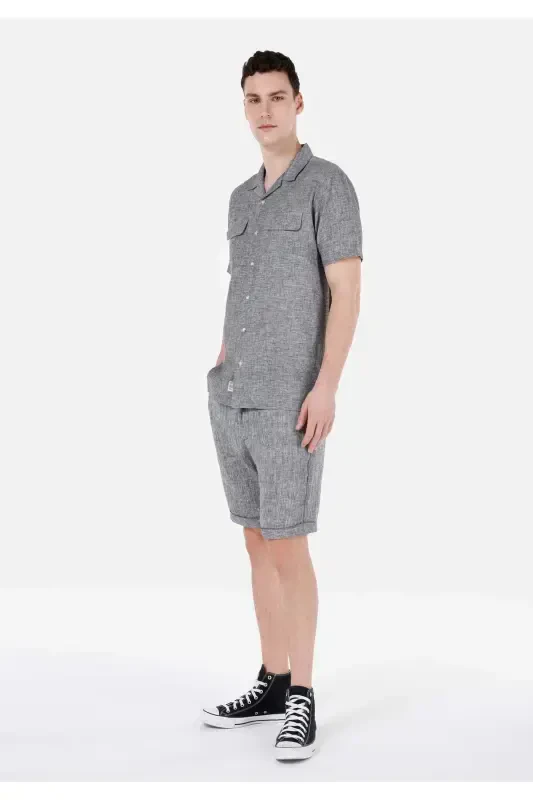 Gray Men's Shirt Short Sleeve - 3