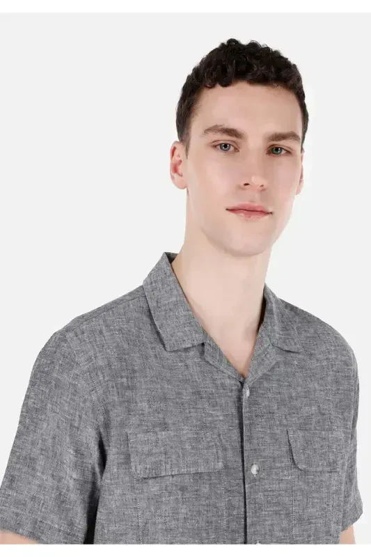 Gray Men's Shirt Short Sleeve - 4