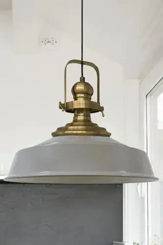 Gray Noble Single Chandelier Aged Shade Retro Pendant Lamp Restaurant Cafe Living Room Chandeliers-Gray - 1