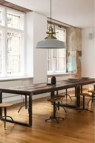 Gray Noble Single Chandelier Aged Shade Retro Pendant Lamp Restaurant Cafe Living Room Chandeliers-Gray - 4