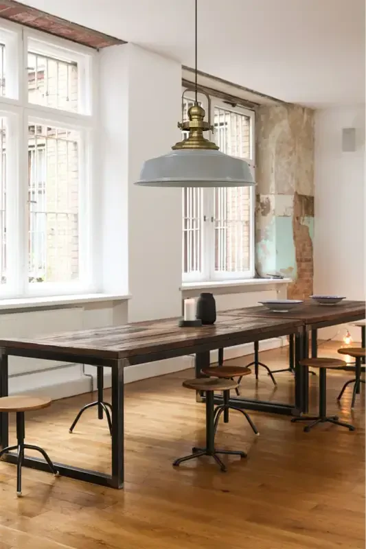 Gray Noble Single Chandelier Aged Shade Retro Pendant Lamp Restaurant Cafe Living Room Chandeliers-Gray - 4