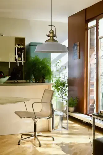 Gray Noble Single Chandelier Aged Shade Retro Pendant Lamp Restaurant Cafe Living Room Chandeliers-Gray - 6