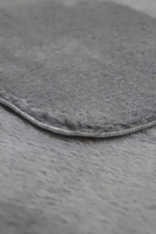 Gray Oval Postal Carpet Plush Soft Non-Slip Dot Base Antibacterial-Gray - 4