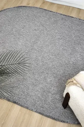 Gray Oval Woven Carpet Living Room Bedroom Hallway Runner Rug GRAY OVAL-Gray 10 - 4