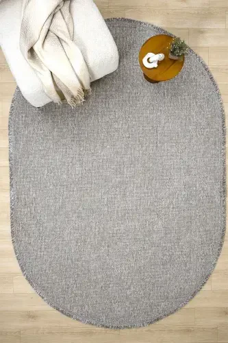 Gray Oval Woven Carpet Living Room Bedroom Hallway Runner Rug GRAY OVAL-Gray 10 - 6