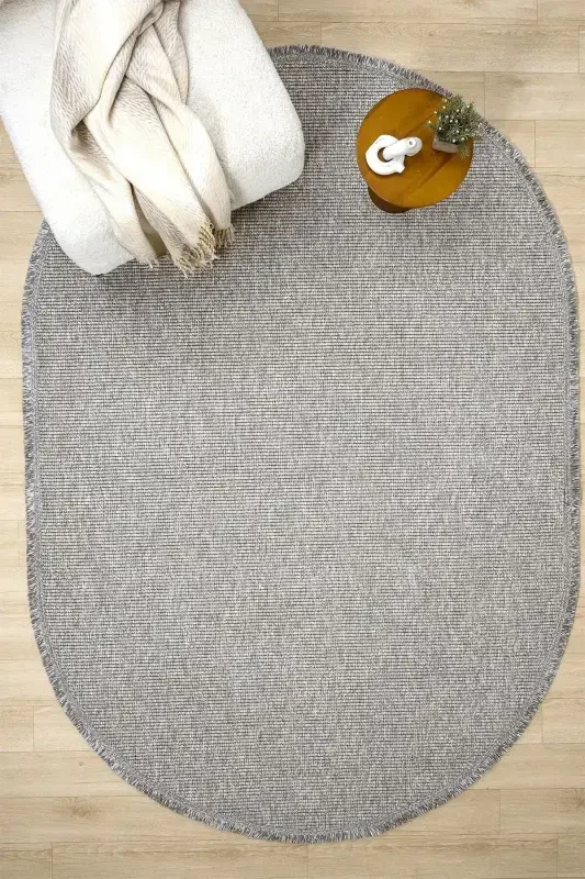 Gray Oval Woven Carpet Living Room Bedroom Hallway Runner Rug GRAY OVAL-Gray 10 - 6