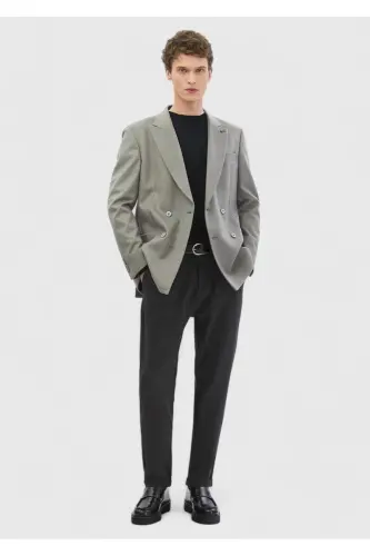 Gray Plain Comfort Fit 100% Wool Jacket - 2