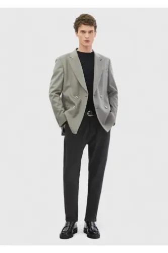 Gray Plain Comfort Fit 100% Wool Jacket - 2