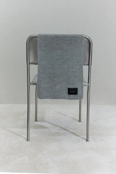 Gray Plain Knitted Wool Scarf - 1