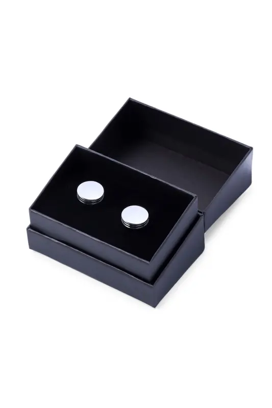Gray Plain Round Cufflinks - 6