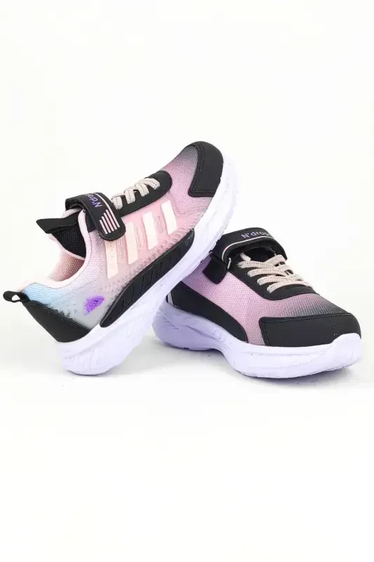 Gray Powder - Girl Child Anatomical Insole Pink Daily Sports Shoe - dark smoke pink - 4