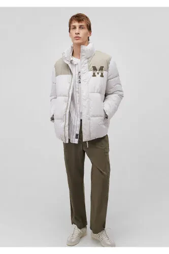 Gray puffer jacket, size M, with logo print. Code: 0110448-83746 - MAVI