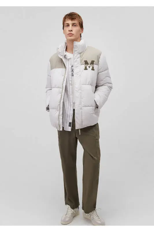 Gray puffer jacket, size M, with logo print. Code: 0110448-83746 - 1