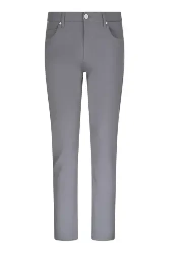 Gray Regular Fit 5 Pocket Cotton Canvas Pants - Gray - 1