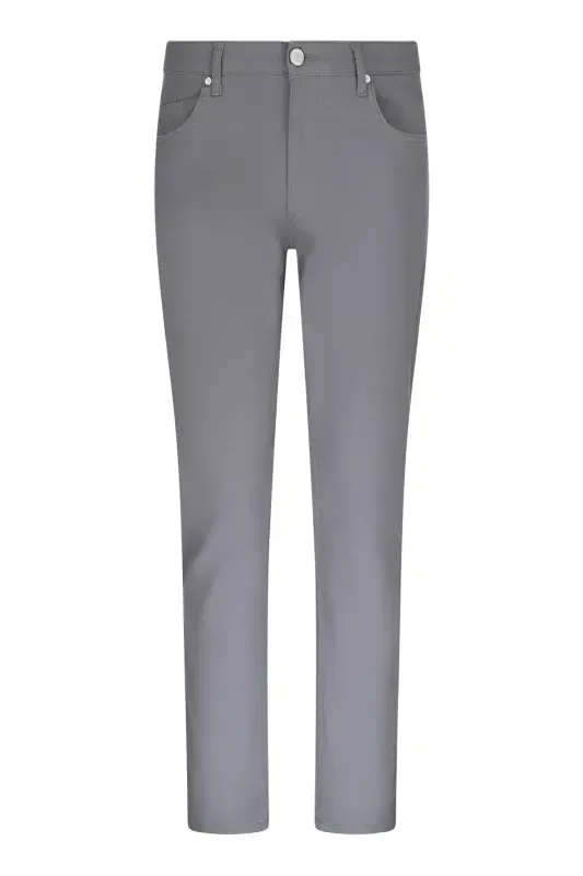 Gray Regular Fit 5 Pocket Cotton Canvas Pants - Gray - HATEMOĞLU