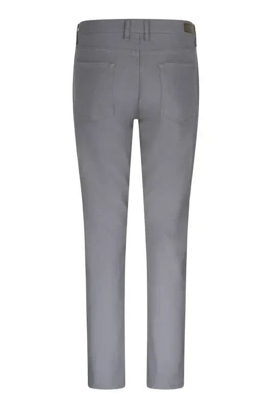 Gray Regular Fit 5 Pocket Cotton Canvas Pants - Gray - 2