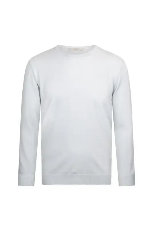 Gray Regular Fit Crew Neck Rayon Knit Sweater-Gray - HATEMOĞLU