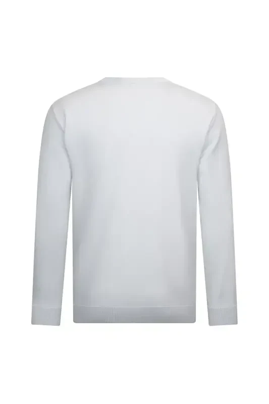 Gray Regular Fit Crew Neck Rayon Knit Sweater-Gray - 2